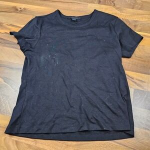 AllSaints Stevie Tee Large Black Ramskull Logo Organic Cotton Minimalist